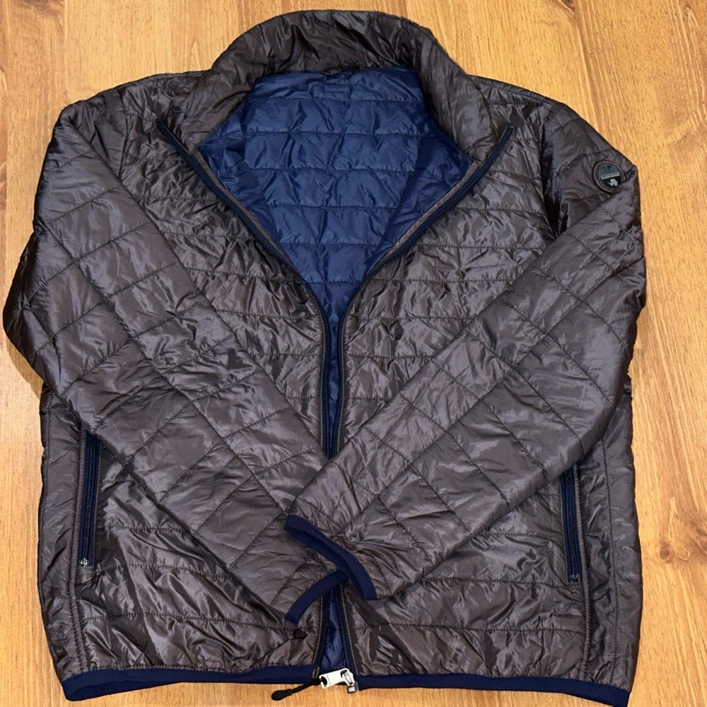 NAPAPIJRI Geographic UK Gray Navy Insulated Thin Puffer Jacket Men’s SZ XXL
